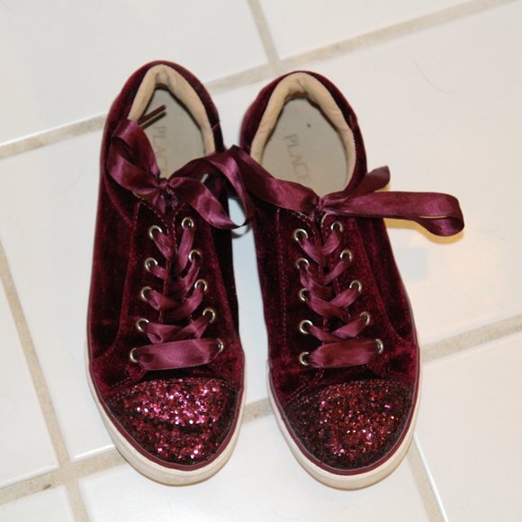 MAROON SPARKLE SHOES - Picture 1 of 3